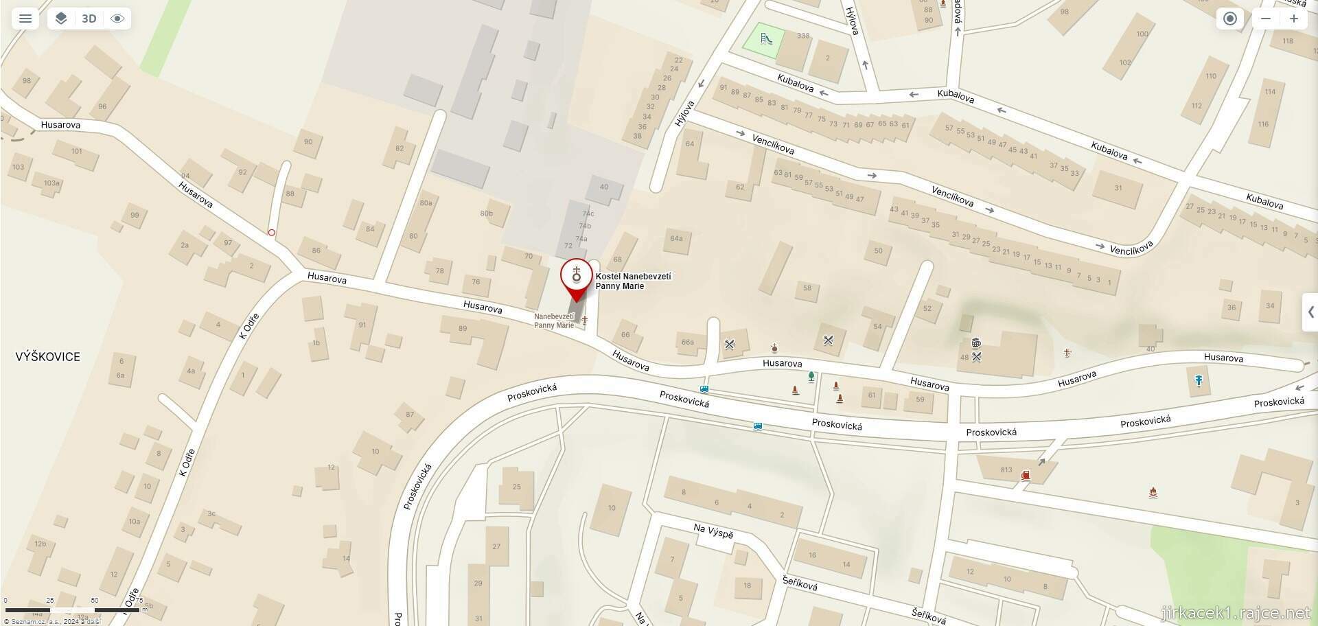 Ostrava - kaple Nanebevzetí Panny Marie - Výškovice na mapy.cz