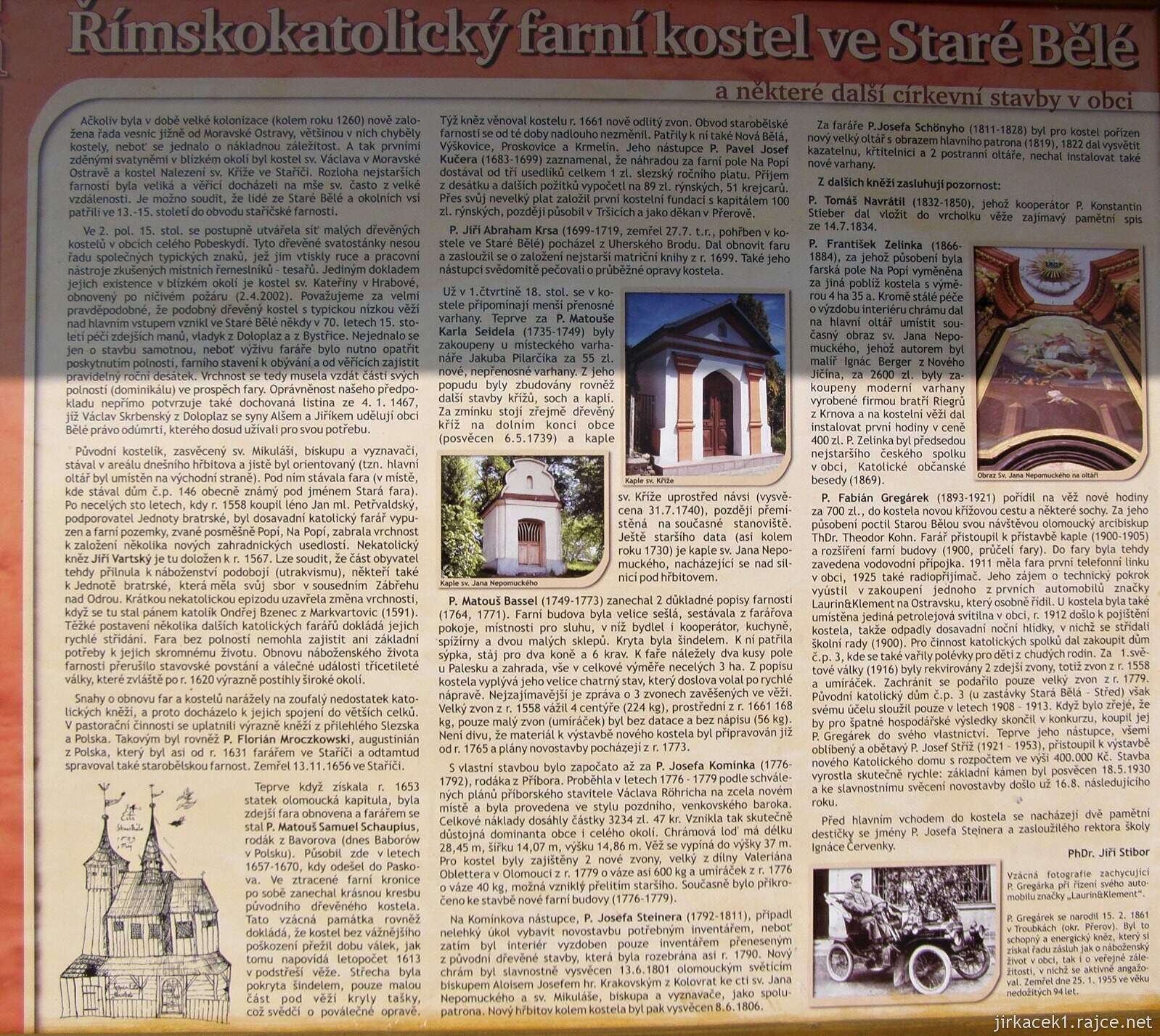 Ostrava - kostel sv. Jana Nepomuckého - informační tabule - historie
